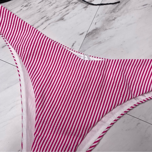New! Onia Pink and White Stripe Swim Bikini Bottom M - Picture 7 of 10